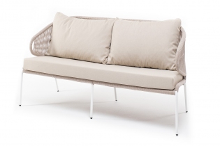 MR1001601 диван 2-местный плетеный из роупа, каркас алюминий светло-серый шагрень, роуп бирюзовый